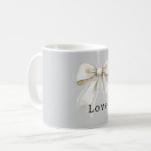 Hübsche graue Kunstspitze mit weißer Schleife Kaffeetasse (Vorderseite Links)