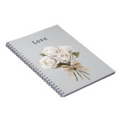 Hübsche graue Kunstspitze weiße Rosen floral Notizblock (Rechte Seite)