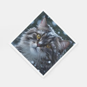 Hübsche graue Tabby Katze im Schneesturm Serviette (Ecke)