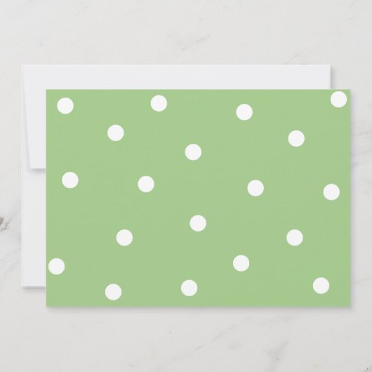 Hübsche Green Polka Dots Einladung (Rückseite)