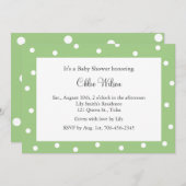 Hübsche Green Polka Dots Einladung (Vorne/Hinten)