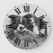 Hübsche Grenz Collie Dog Große Wanduhr (Vorderseite)