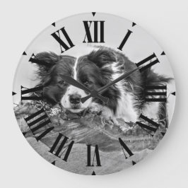 Hübsche Grenz Collie Dog Große Wanduhr