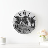 Hübsche Grenz Collie Dog Große Wanduhr (Zuhause)