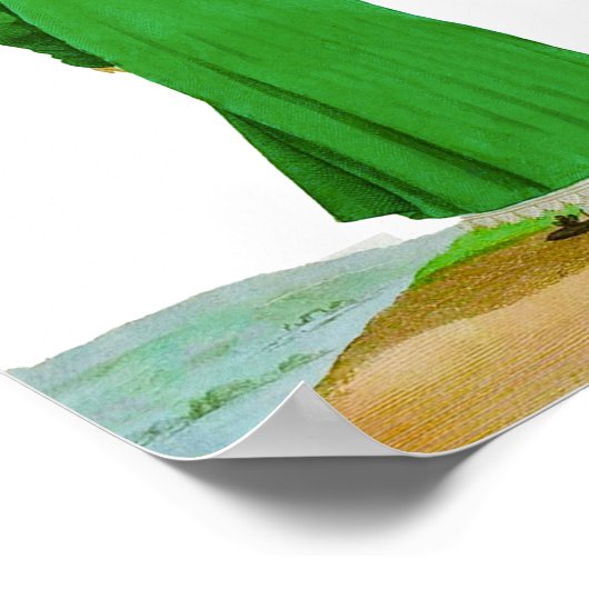 Hübsche, grün-französische Regency-Mode Zeichnend Poster (Ecke)