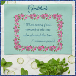 Hübsche Grün- und Rosendanken Geschirrtuch