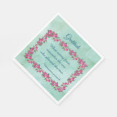 Hübsche Grün- und Rosendanken Serviette (Ecke)