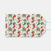 Hübsche Grün- und Rotwasser-Strümpfe Geschenkanhänger (Vorderseite (Horizontal))