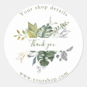 Hübsche grüne Blätter, Shop danke Ihnen Aufkleber (Vorderseite)