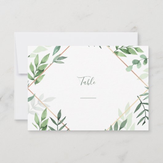 Hübsche grüne Blätter Single Tischnummer Karte (Rückseite)