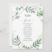 Hübsche grüne Blätter Tischnummer Sitzplan (Vorderseite)