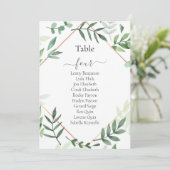 Hübsche grüne Blätter Tischnummer Sitzplan (Stehend Vorderseite)