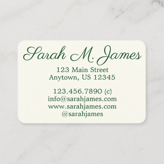 Hübsche Grüne Blume Blumengarten Visitenkarte (Rückseite)