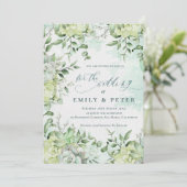 Hübsche Grüne Blüte Eukalyptus Wedding Einladung (Stehend Vorderseite)