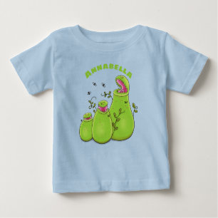 Hübsche grüne Fleischfresser-Pflanze Cartoon Baby T-shirt
