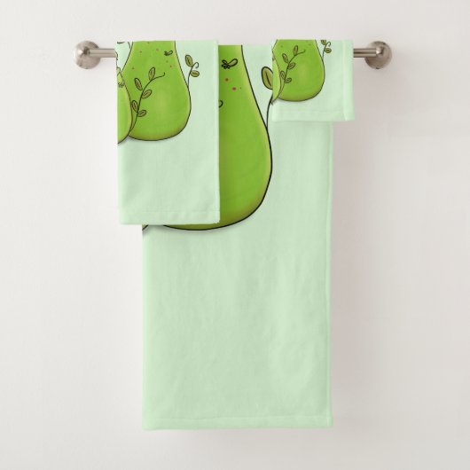 Hübsche grüne Fleischfresser-Pflanze Cartoon Badhandtuch Set (Insitu)