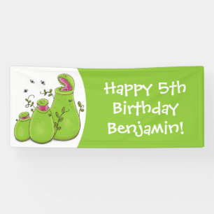 Hübsche grüne Fleischfresser-Pflanze Cartoon Banner