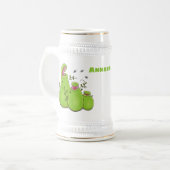 Hübsche grüne Fleischfresser-Pflanze Cartoon Bierglas (Vorderseite Links)