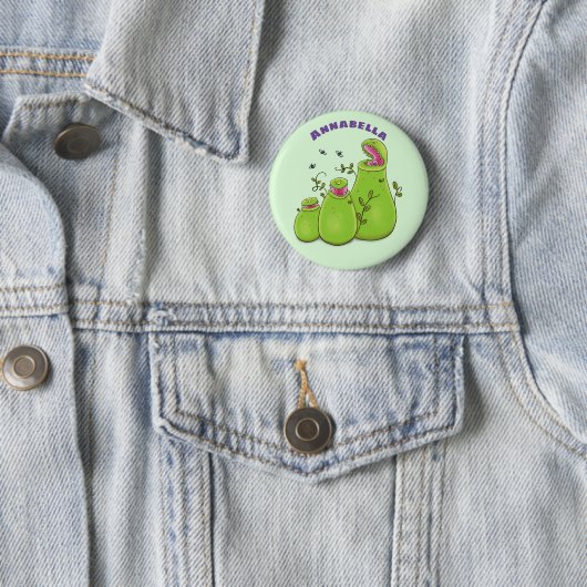 Hübsche grüne Fleischfresser-Pflanze Cartoon Button (Beispiel)