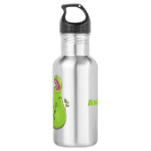 Hübsche grüne Fleischfresser-Pflanze Cartoon Edelstahlflasche (Rückseite)