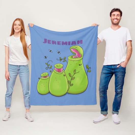 Hübsche grüne Fleischfresser-Pflanze Cartoon Fleecedecke (Beispiel)