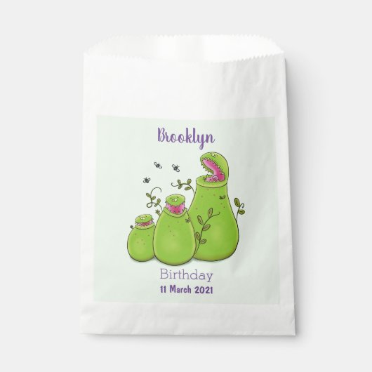 Hübsche grüne Fleischfresser-Pflanze Cartoon Geschenktütchen (Vorderseite)