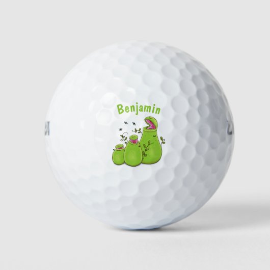 Hübsche grüne Fleischfresser-Pflanze Cartoon Golfball (Vorderseite)