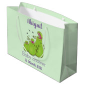 Hübsche grüne Fleischfresser-Pflanze Cartoon Große Geschenktüte (Rückseite Schrägansicht)