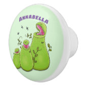 Hübsche grüne Fleischfresser-Pflanze Cartoon Keramikknauf (Rechts)