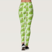 Hübsche grüne Fleischfresser-Pflanze Cartoon Leggings (Rückseite)