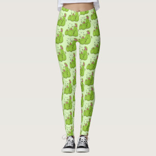 Hübsche grüne Fleischfresser-Pflanze Cartoon Leggings