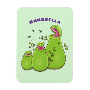Hübsche grüne Fleischfresser-Pflanze Cartoon Magnet