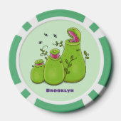 Hübsche grüne Fleischfresser-Pflanze Cartoon Pokerchips (Rückseite)