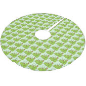 Hübsche grüne Fleischfresser-Pflanze Cartoon Polyester Weihnachtsbaumdecke (Schrägansicht)