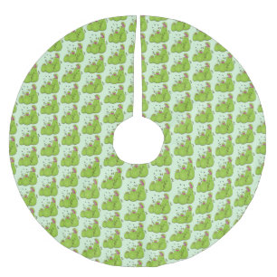 Hübsche grüne Fleischfresser-Pflanze Cartoon Polyester Weihnachtsbaumdecke