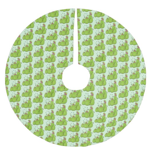 Hübsche grüne Fleischfresser-Pflanze Cartoon Polyester Weihnachtsbaumdecke (Vorderseite)