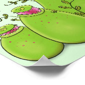 Hübsche grüne Fleischfresser-Pflanze Cartoon Poster (Ecke)