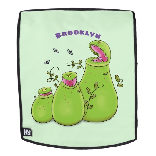 Hübsche grüne Fleischfresser-Pflanze Cartoon Rucksack (Abnehmbare Front)
