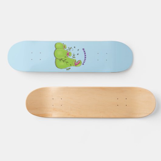 Hübsche grüne Fleischfresser-Pflanze Cartoon Skateboard (Horizontal)
