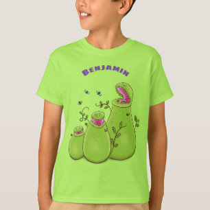 Hübsche grüne Fleischfresser-Pflanze Cartoon T-Shirt
