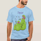 Hübsche grüne Fleischfresser-Pflanze Cartoon T-Shirt (Vorderseite)
