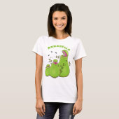 Hübsche grüne Fleischfresser-Pflanze Cartoon T-Shirt (Vorne ganz)