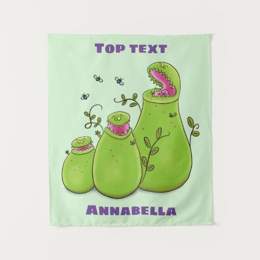 Hübsche grüne Fleischfresser-Pflanze Cartoon Wandteppich (Vorderseite)