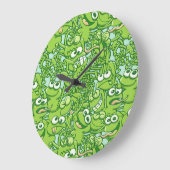 Hübsche grüne Frösche verstricken sich in einem ch Große Wanduhr (Winkel)