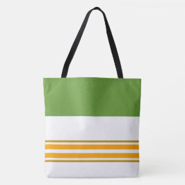 Hübsche, grüne, gelbe Streifen auf Weiß Tasche