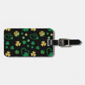 HÜBSCHE GRÜNE & GOLD IRISH KLEEBLÄTTER & HERZEN GEPÄCKANHÄNGER (Vorderseite horizontal)