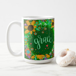 Hübsche Grüne Grace Inspiriere Ein-Wort-Kunst Kaffeetasse