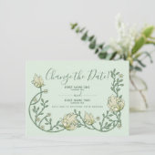 Hübsche grüne Jugendstil-Blume ändern das Datum Save The Date (Stehend Vorderseite)