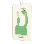 Hübsche grüne Schlange mit Maraca-Cartoon Autolufterfrischer (Links)