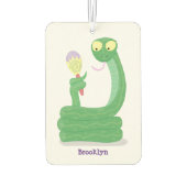 Hübsche grüne Schlange mit Maraca-Cartoon Autolufterfrischer (Rückseite)